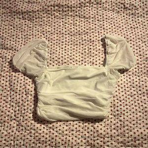 Princess Polly City Lights White Puff Sleeve Crop Top